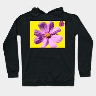 Pink Cosmos Daisy Flower on Yellow Hoodie